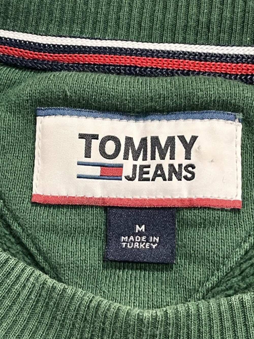 Women’s Size Medium Tommy Jeans Crewneck Sweatshirt Spell Out Green Flag Heavy - Picture 16 of 16